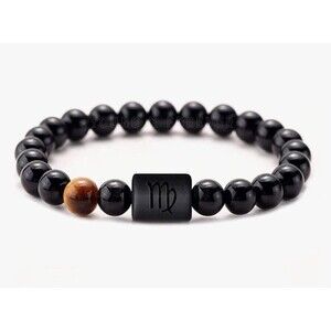 Virgo Onyx Beaded Stretch Bracelet - Earth Element - Natural Healing Stone